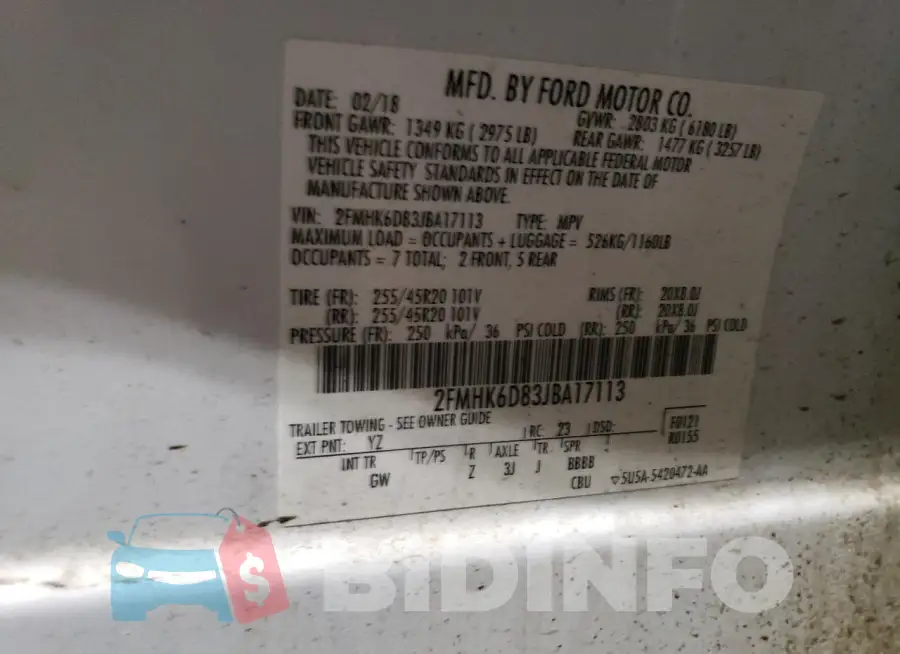 2FMHK6D83JBA17113 Photo# 13