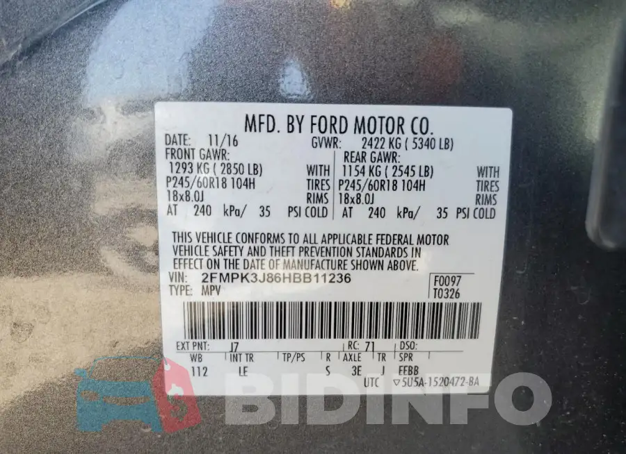 2FMPK3J86HBB11236 Photo# 12