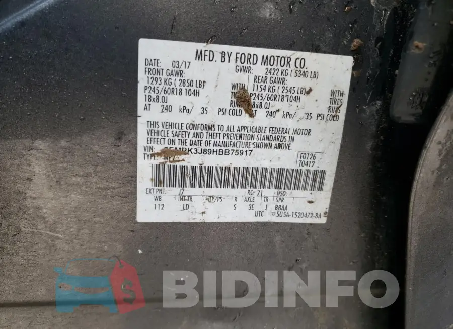 2FMPK3J89HBB75917 Photo# 13