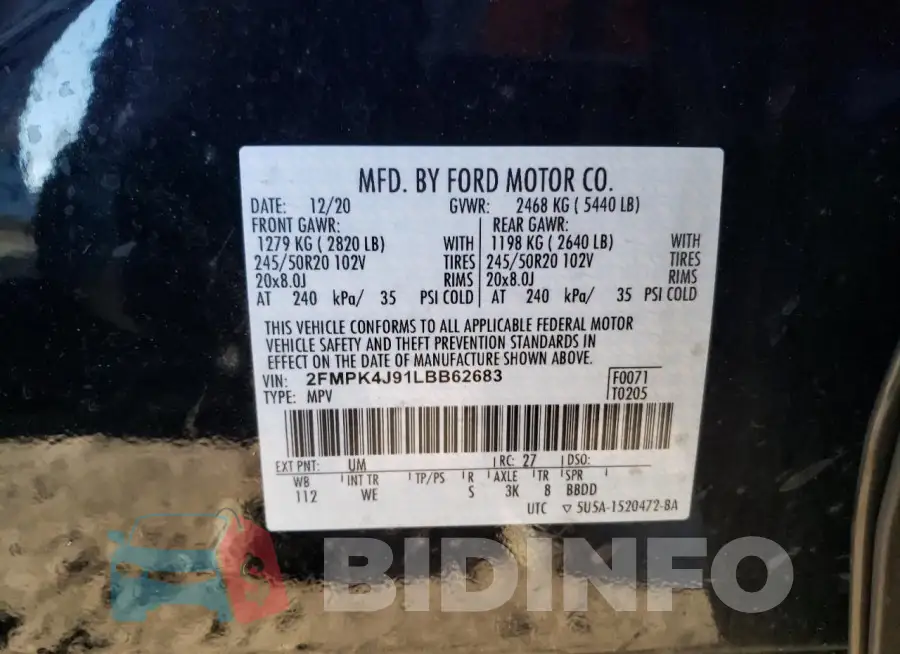 2FMPK4J91LBB62683 Photo# 12