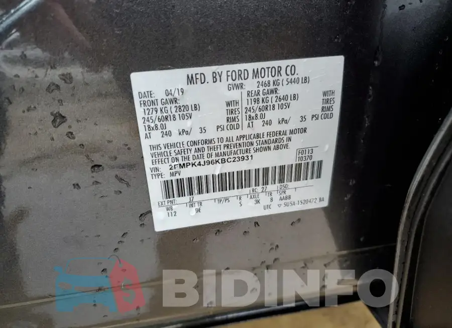 2FMPK4J96KBC23931 Photo# 12