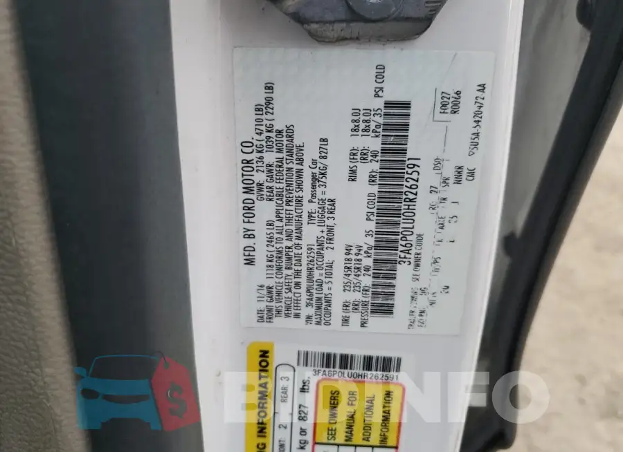3FA6P0LU0HR262591 Photo# 12