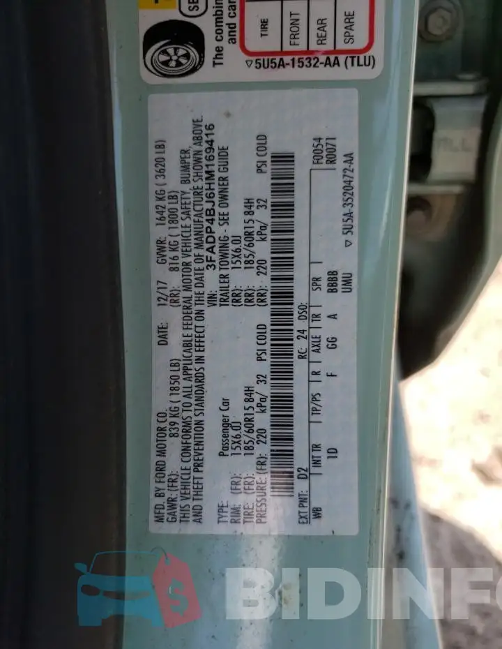 3FADP4BJ6HM169416 Photo# 12
