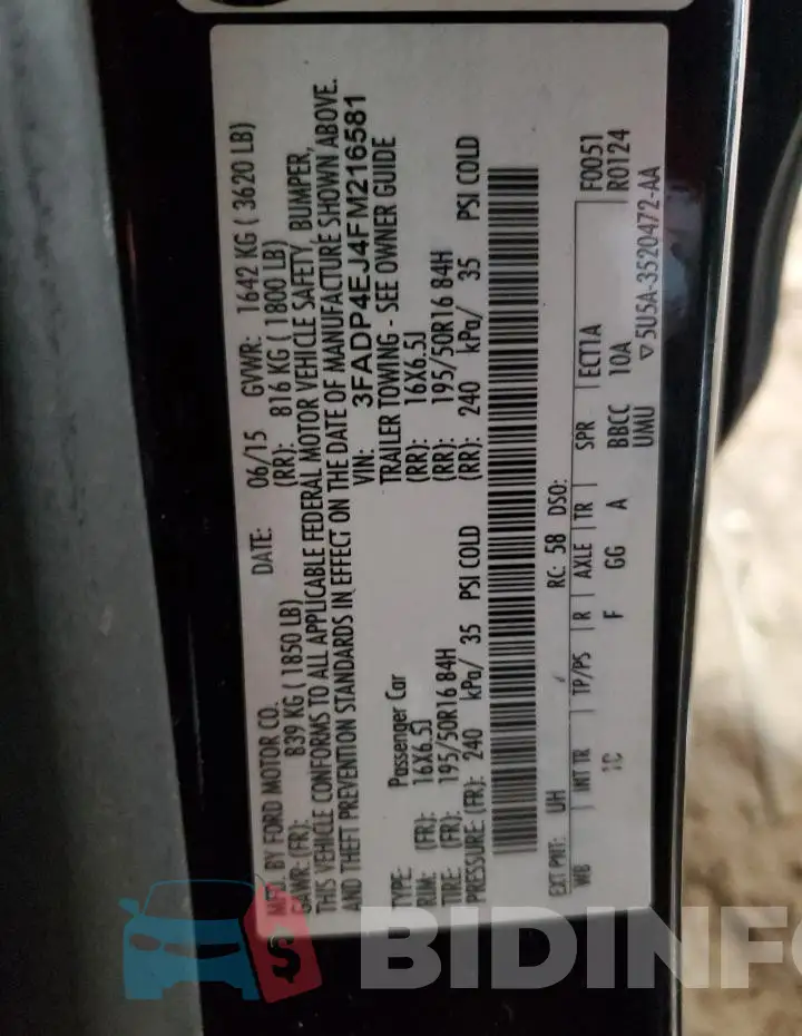3FADP4EJ4FM216581 Photo# 12
