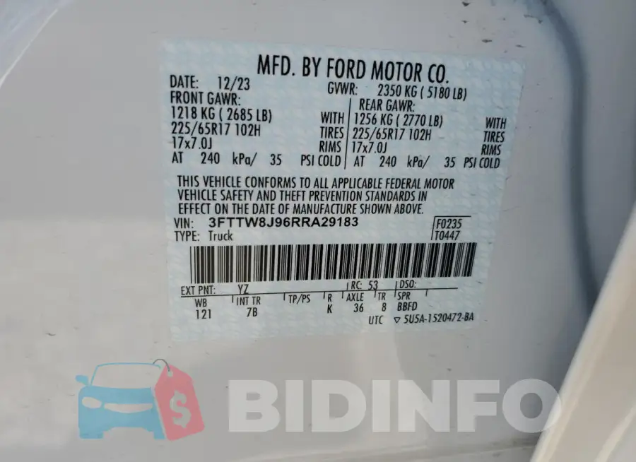3FTTW8J96RRA29183 Photo# 12