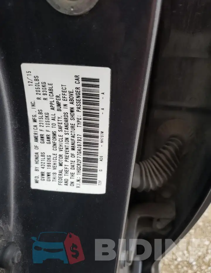 1HGCR2F77GA087937 Photo# 12
