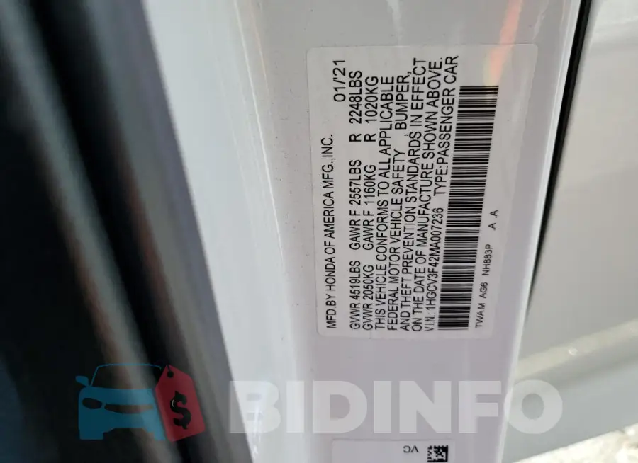 1HGCV3F42MA007236 Photo# 13