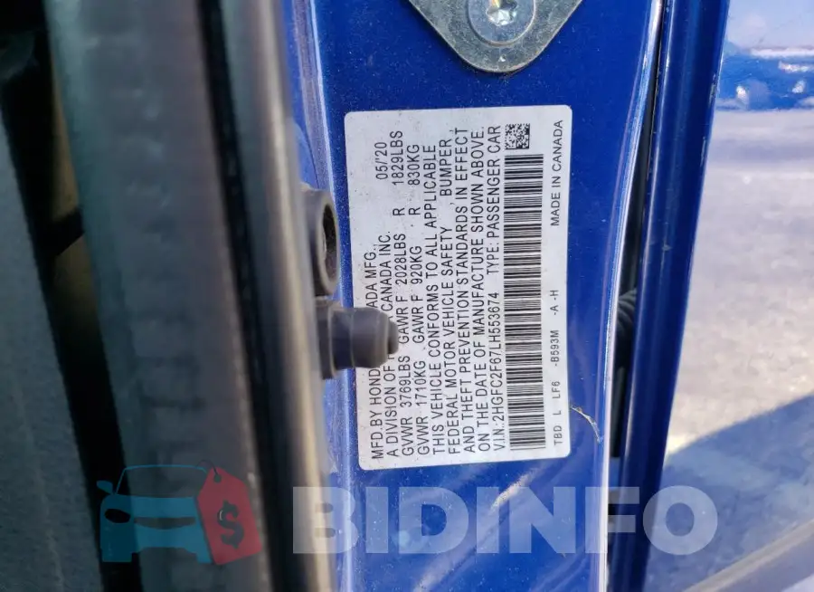 2HGFC2F67LH553674 Photo# 12