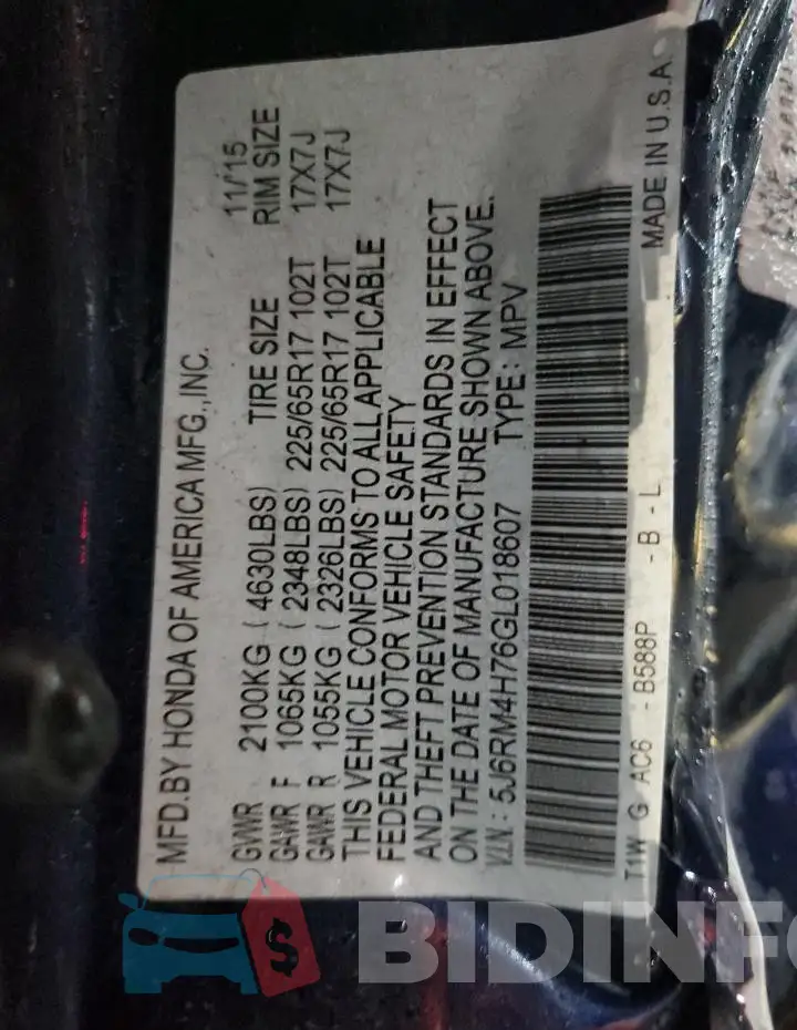 5J6RM4H76GL018607 Photo# 12