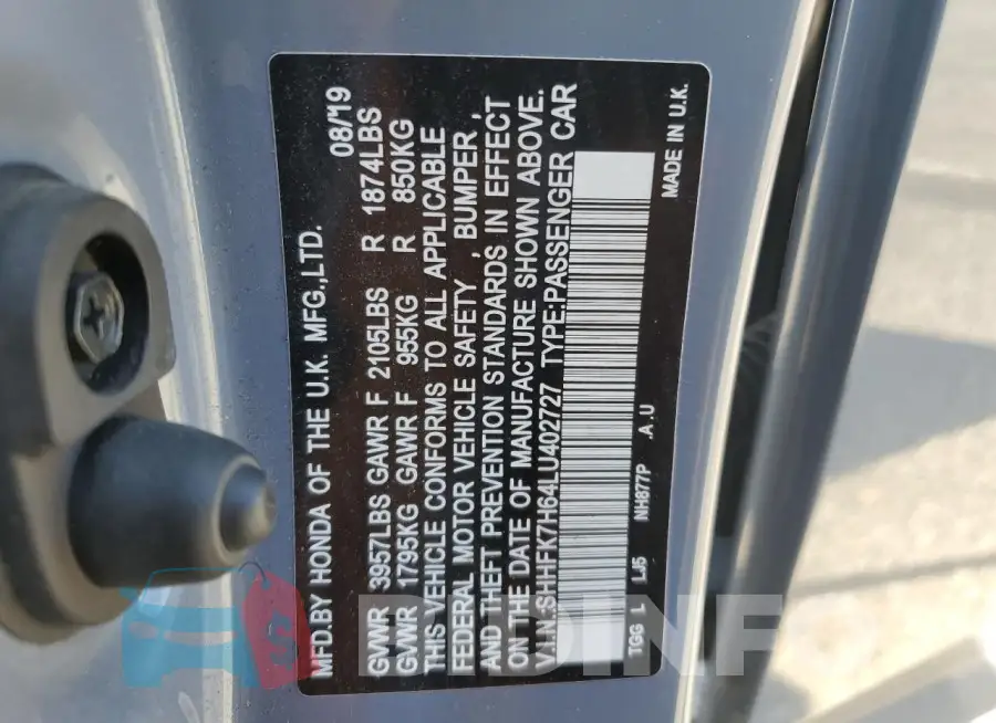SHHFK7H64LU402727 Photo# 12