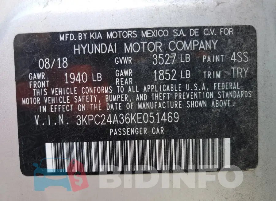 3KPC24A36KE051469 Photo# 12