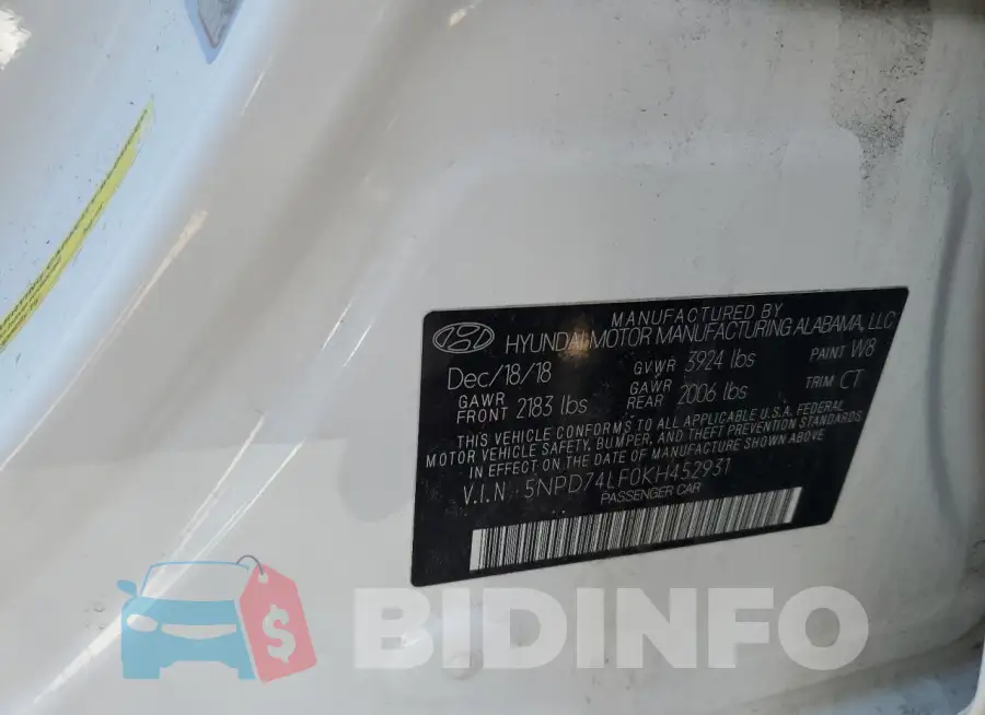 5NPD74LF0KH452931 Photo# 12