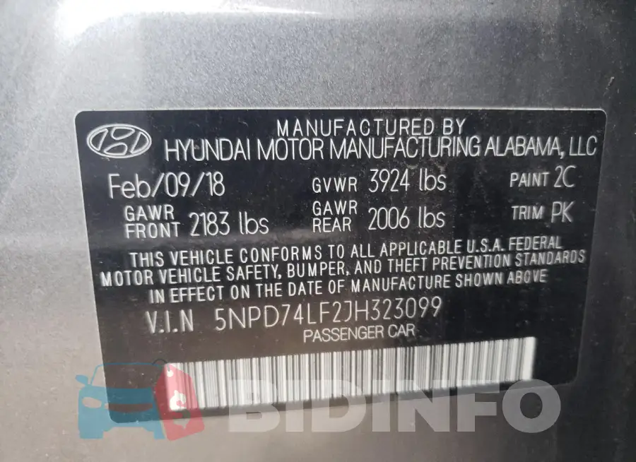 5NPD74LF2JH323099 Photo# 12