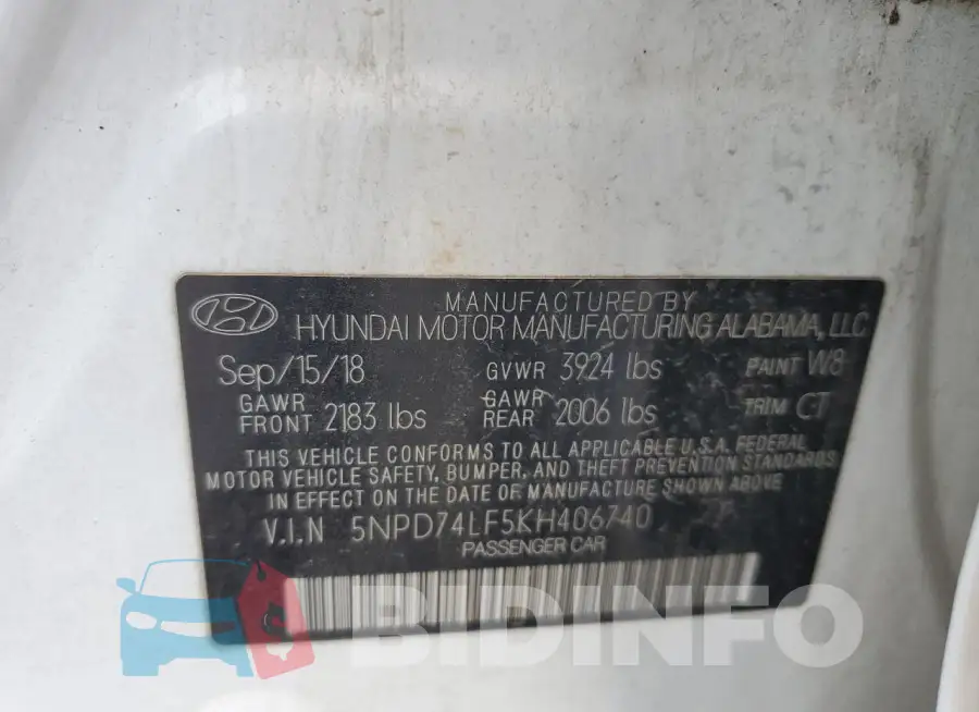 5NPD74LF5KH406740 Photo# 13