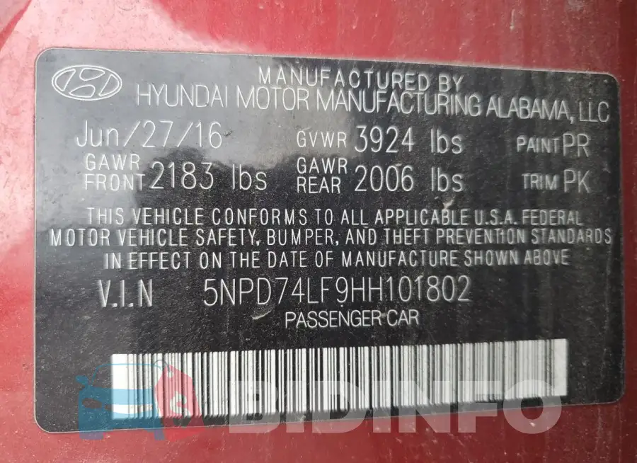 5NPD74LF9HH101802 Photo# 13