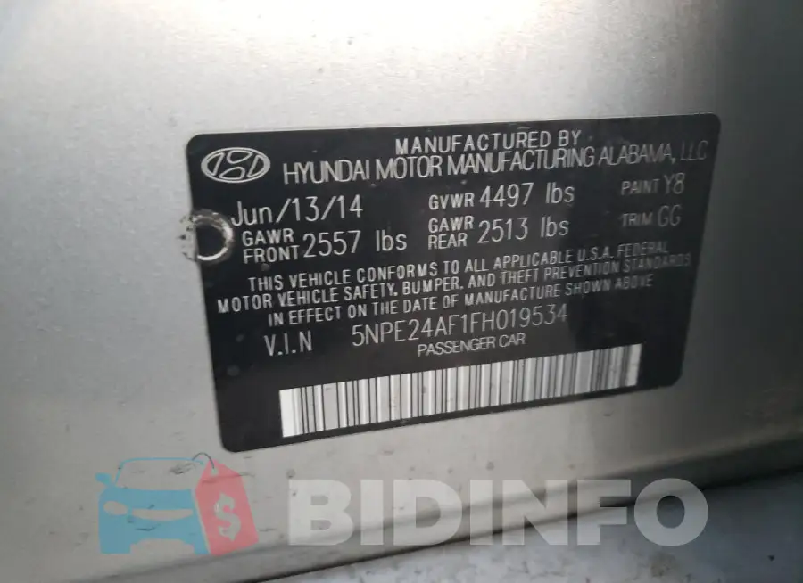5NPE24AF1FH019534 Photo# 12