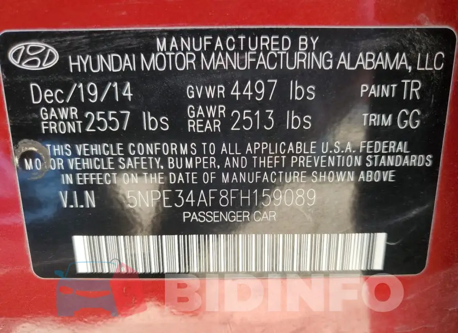 5NPE34AF8FH159089 Photo# 13