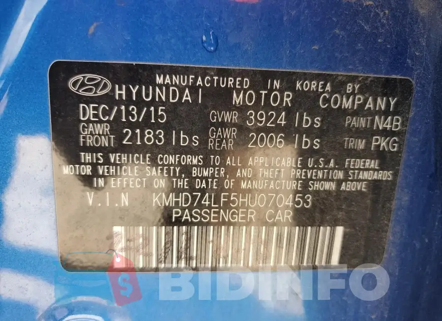 KMHD74LF5HU070453 Photo# 12