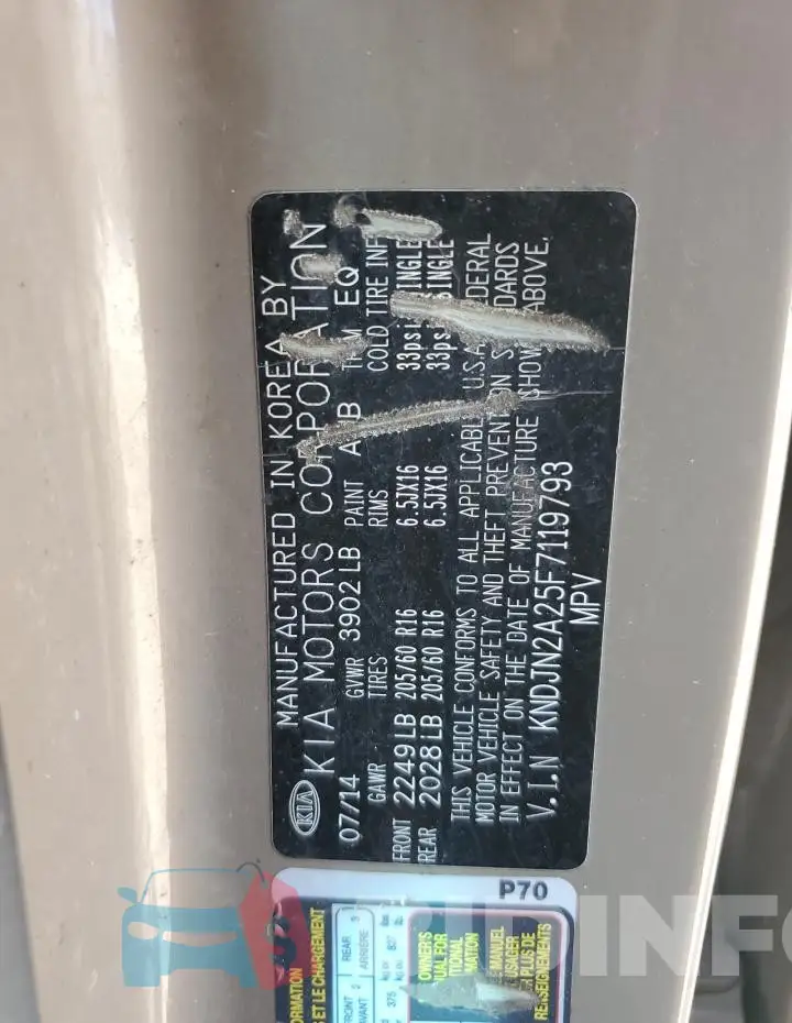 KNDJN2A25F7119793 Photo# 12