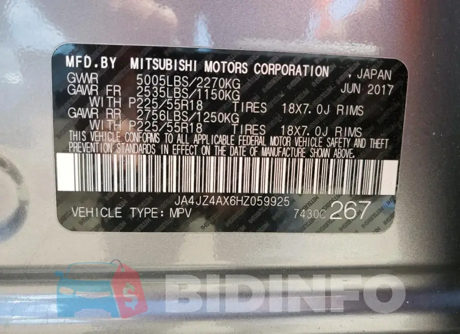 JA4JZ4AX6HZ059925 Photo# 14