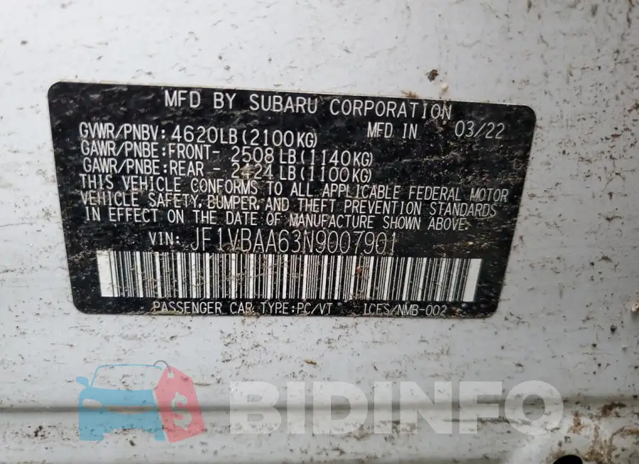 JF1VBAA63N9007901 Photo# 12