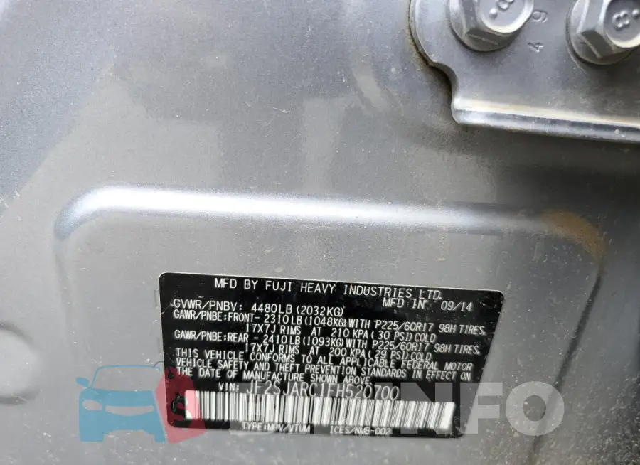 JF2SJARC1FH520700 Photo# 13
