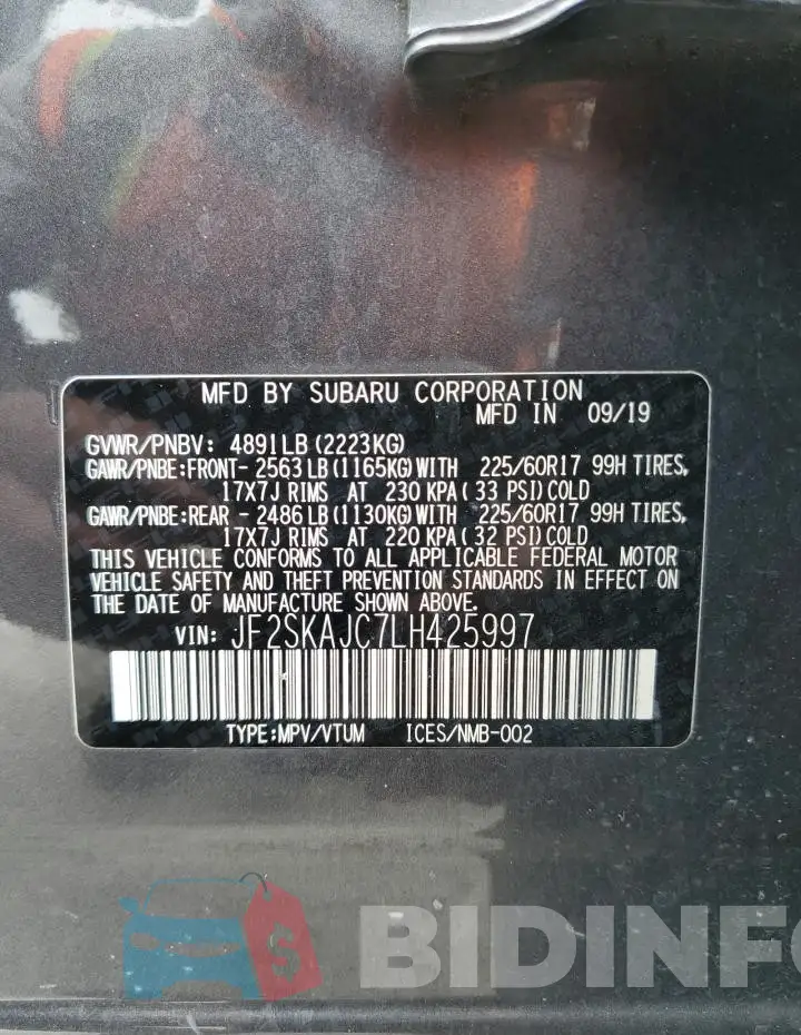 JF2SKAJC7LH425997 Photo# 13