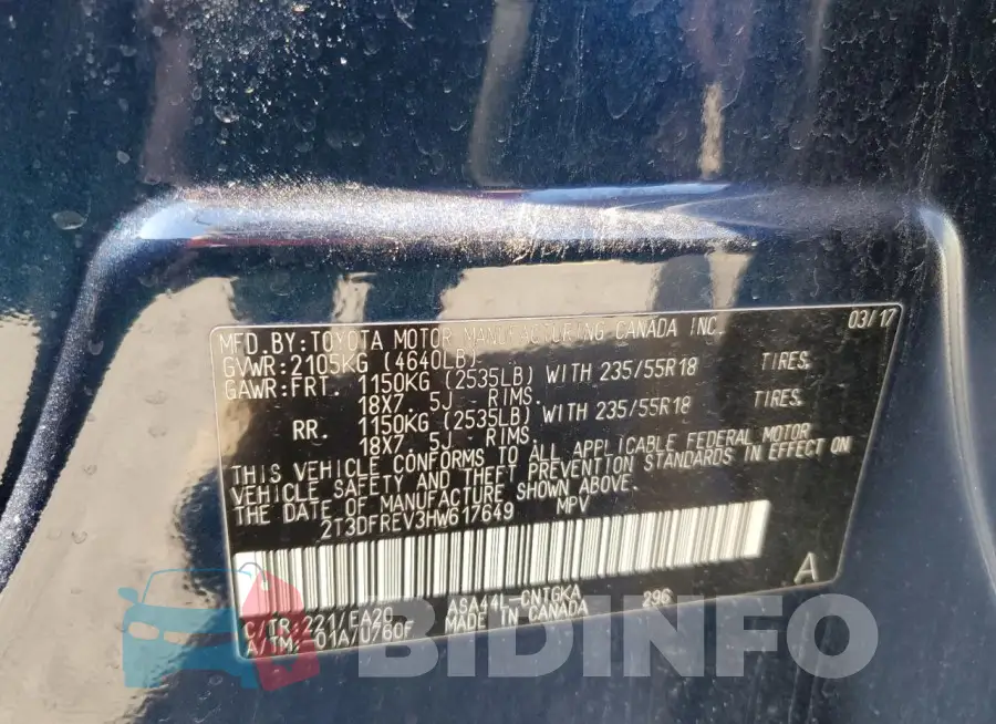 2T3DFREV3HW617649 Photo# 13