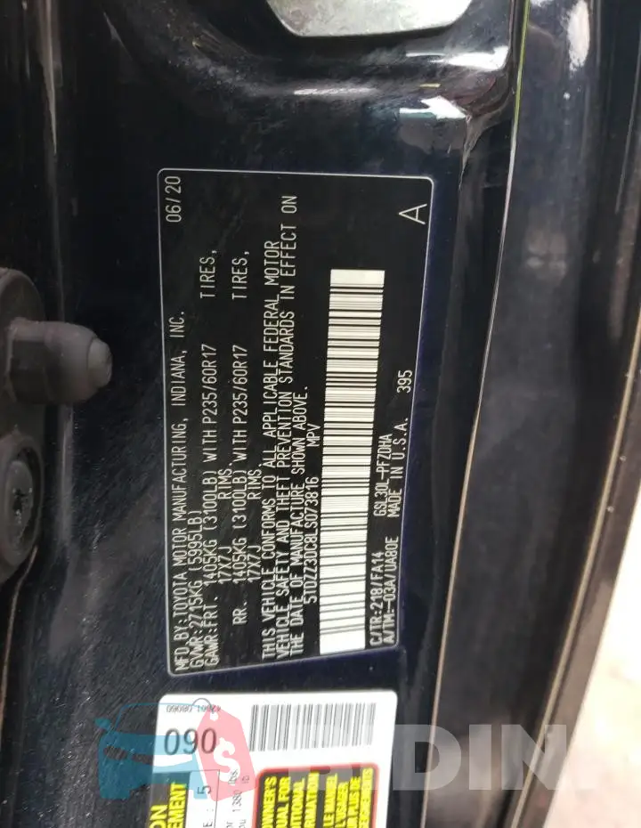 5TDZZ3DC8LS073816 Photo# 12