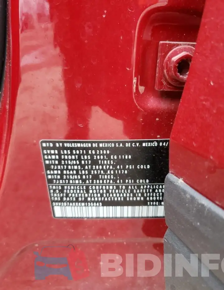 3VV2B7AXXKM135043 Photo# 13