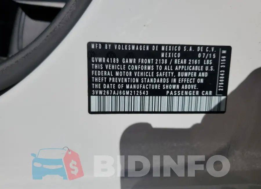 3VW267AJ6GM212543 Photo# 12