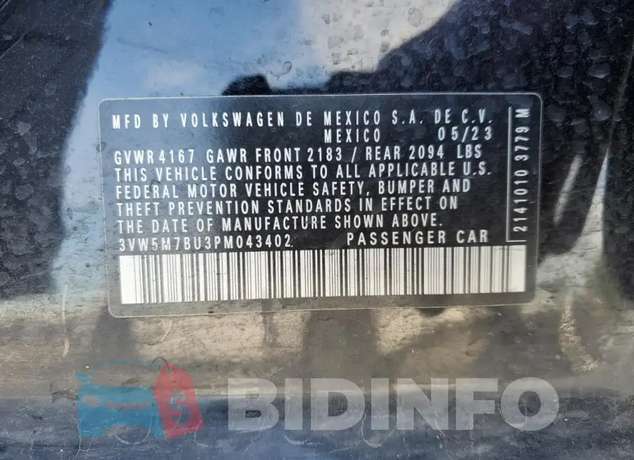 3VW5M7BU3PM043402 Photo# 12