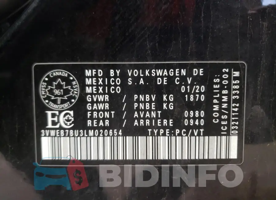 3VWEB7BU3LM020654 Photo# 13