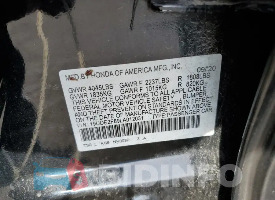19UDE2F89LA012031 Photo# 13