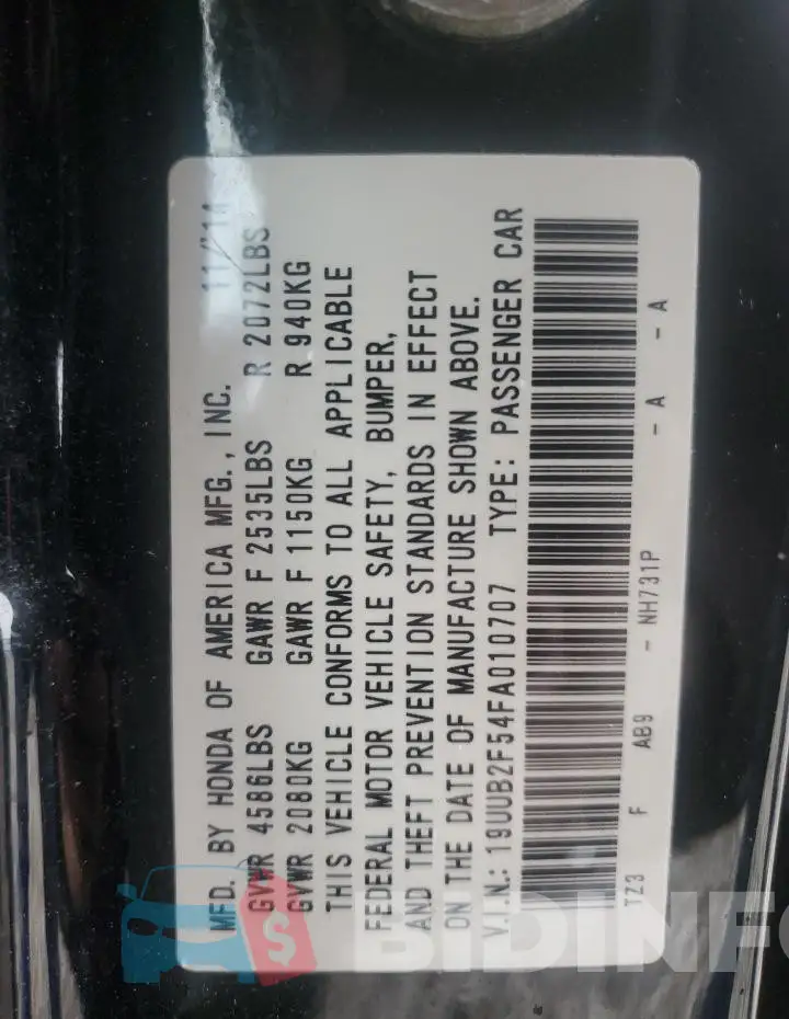 19UUB2F54FA010707 Photo# 12