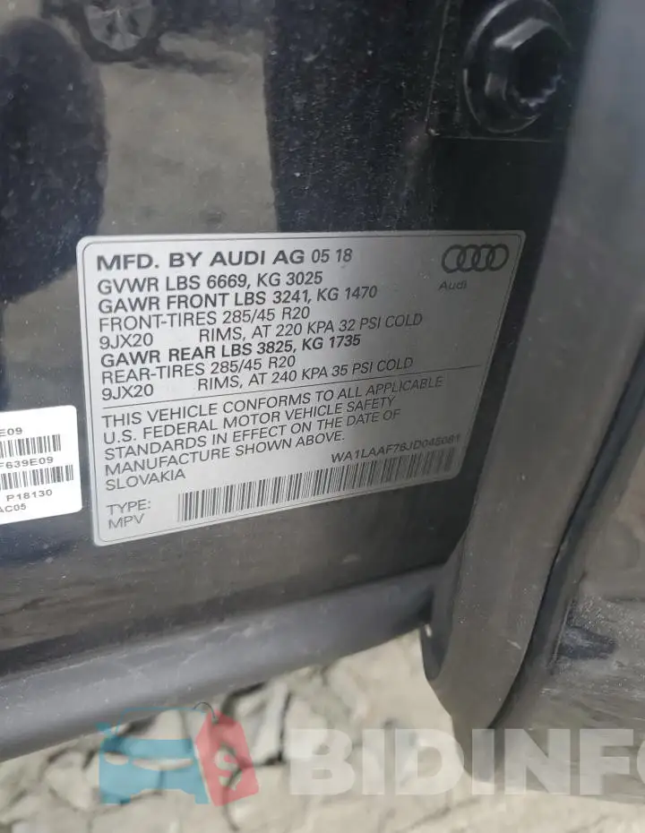 WA1LAAF76JD045081 Photo# 13