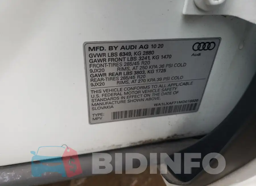 WA1LXAF71MD016820 Photo# 12