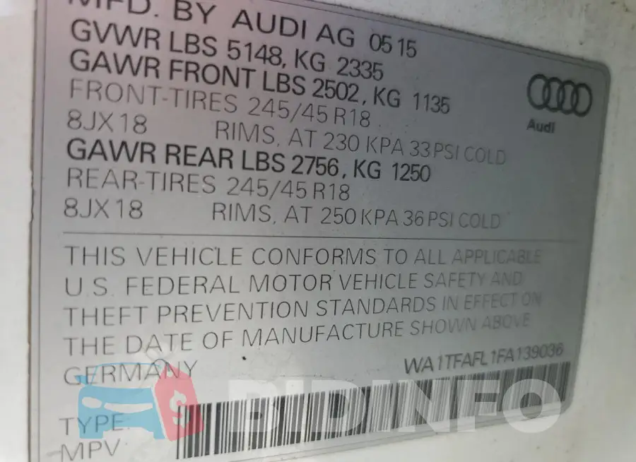 WA1TFAFL1FA139036 Photo# 12