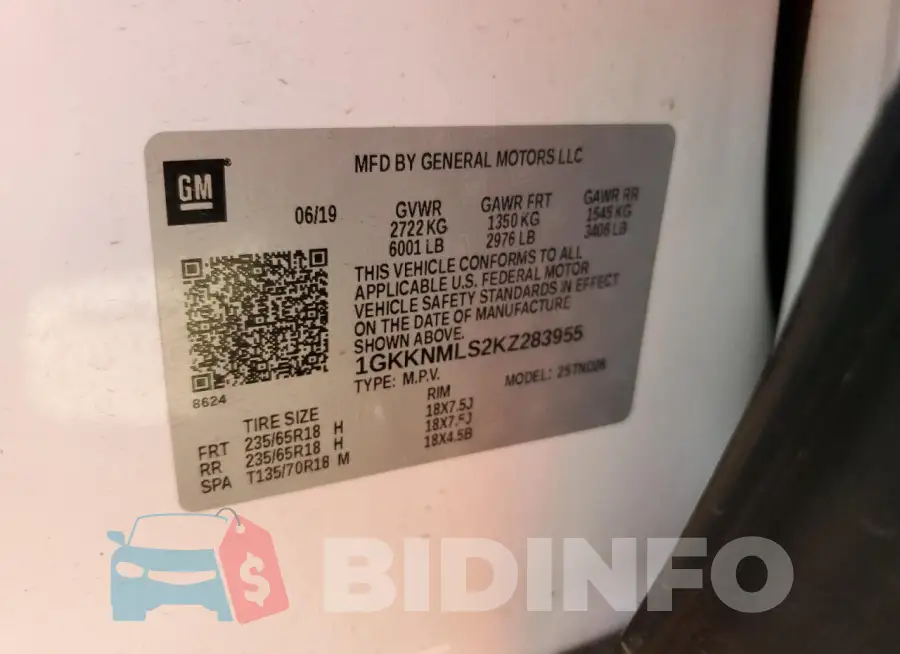 1GKKNMLS2KZ283955 Photo# 13