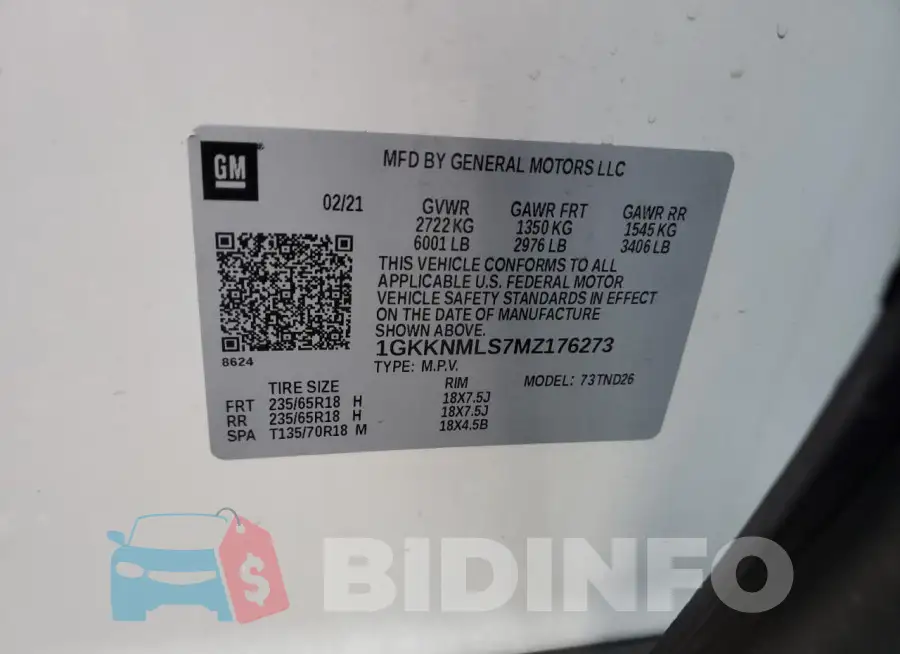1GKKNMLS7MZ176273 Photo# 12