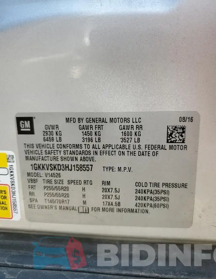 1GKKVSKD3HJ158557 Photo# 14