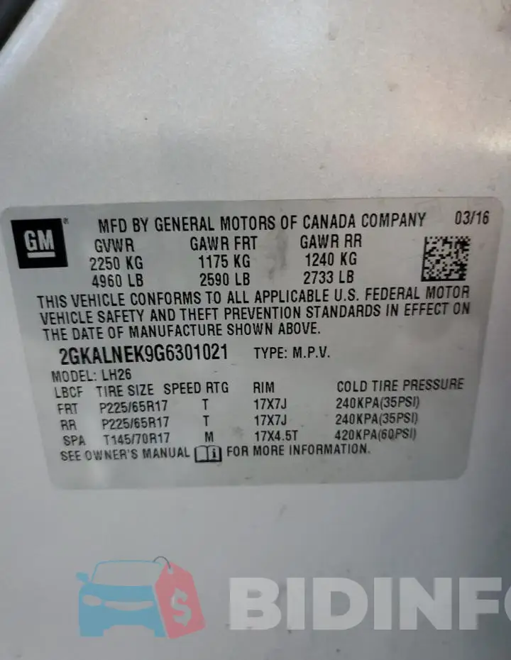 2GKALNEK9G6301021 Photo# 13