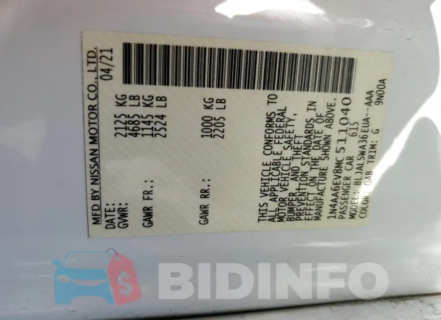 1N4AA6EV8MC511040 Photo# 12