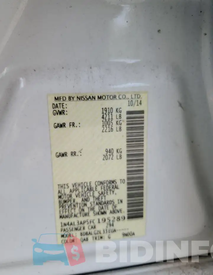 1N4AL3AP5FC195289 Photo# 12