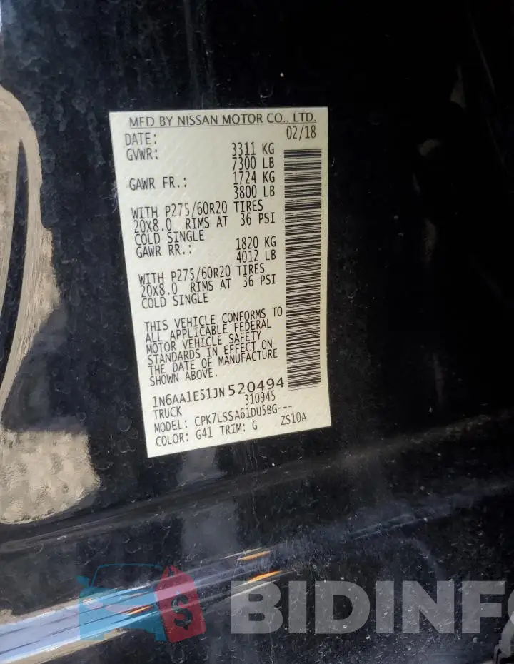 1N6AA1E51JN520494 Photo# 12