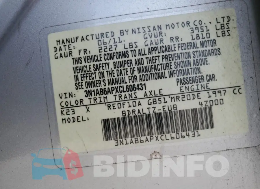 3N1AB6APXCL606431 Photo# 12
