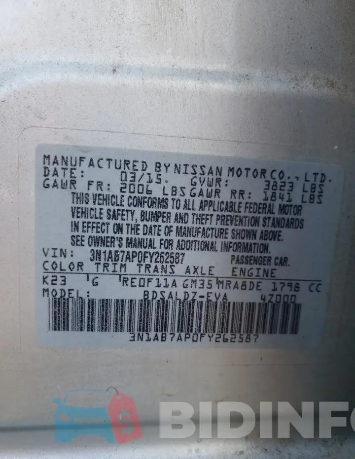 3N1AB7AP0FY262587 Photo# 13