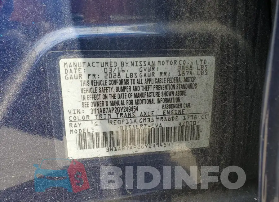 3N1AB7AP2GY249454 Photo# 13