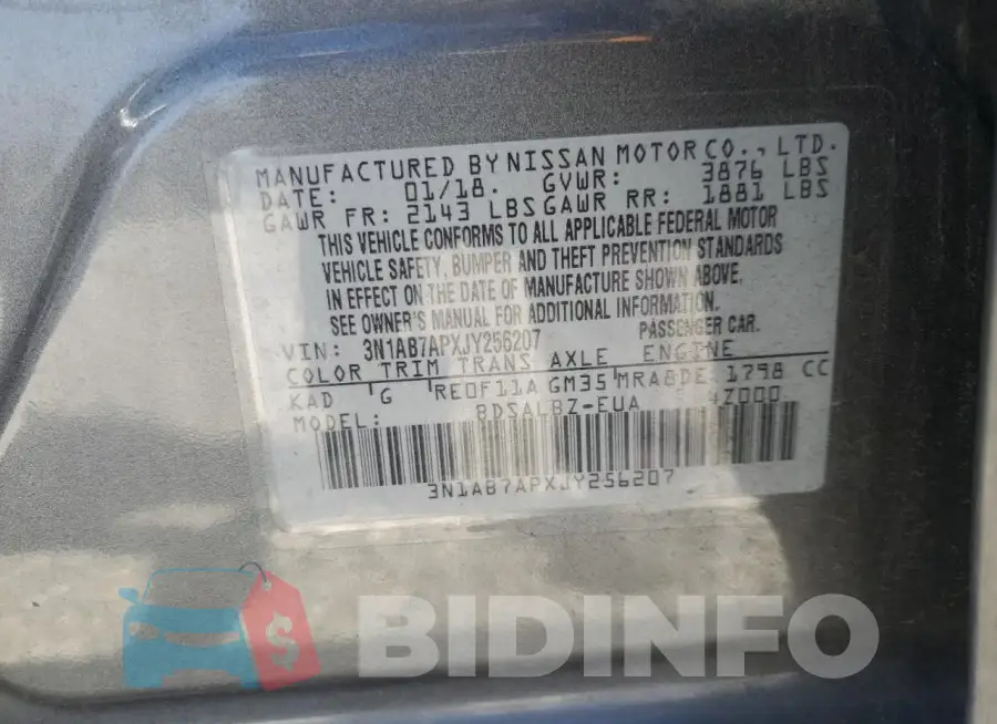 3N1AB7APXJY256207 Photo# 12