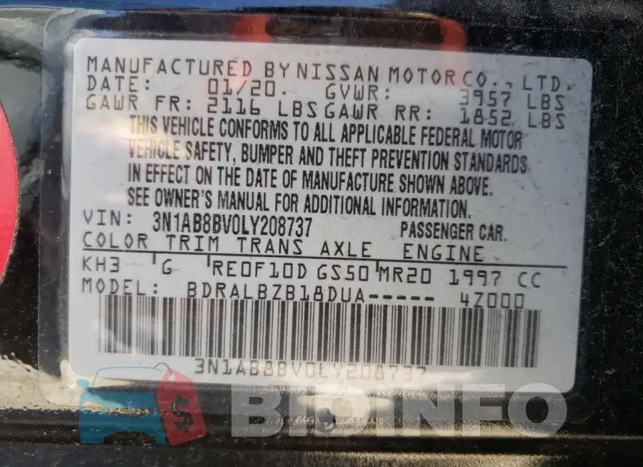3N1AB8BV0LY208737 Photo# 13